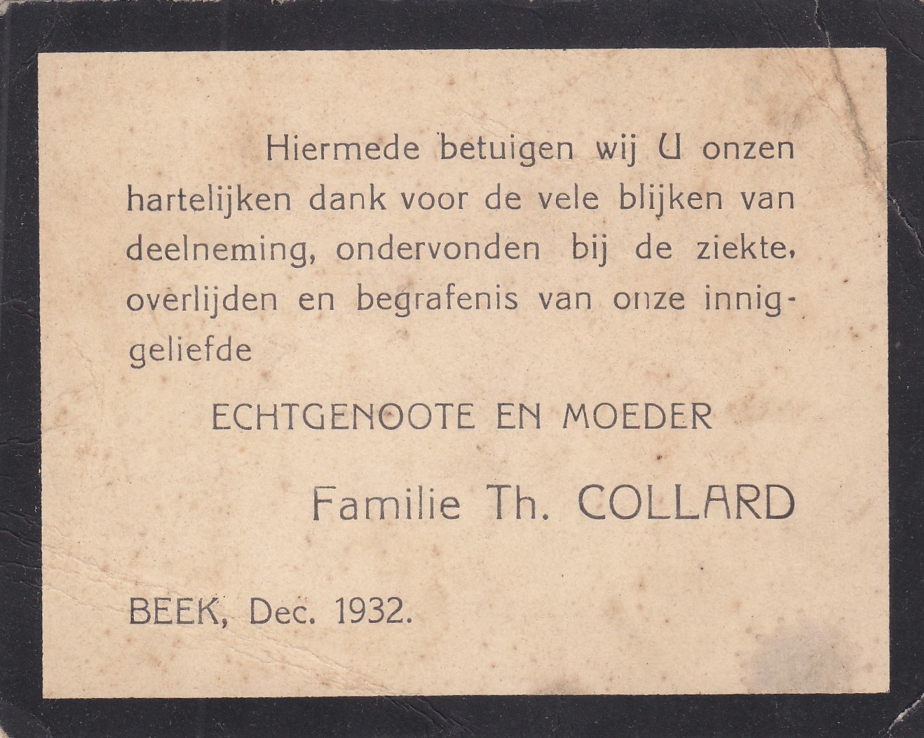 Danksagung Mutter Collard